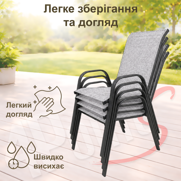 Комплект садових меблів ⌀60см з круглим столом 4Points Udine - 2, Сірий 40164 фото
