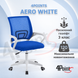 Крісло комп'ютерне 4Points Aero White сітчаста тканина, біла основа і каркас, Синій 41091 фото 2