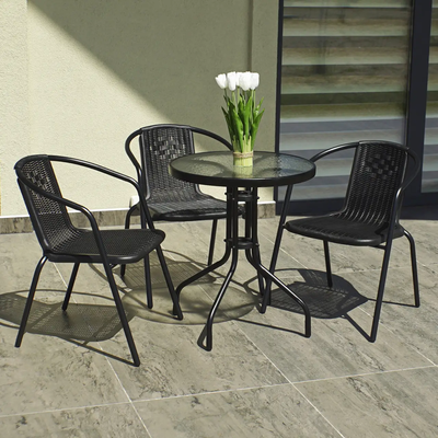 Комплект садових меблів 4Points Bari - 3 круглий стіл чорний 40070 фото