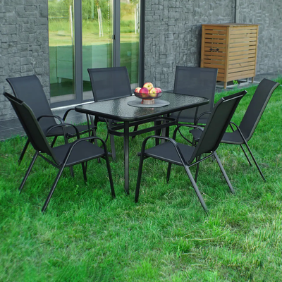 Комплект садових меблів 4Points Udine - 6 з прямокутним столом чорний 40106 фото