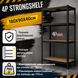 Стеллаж 180X90X40см 4 полки нагрузка 175кг/полку, 4P StrongShelf черный 41010 фото 2