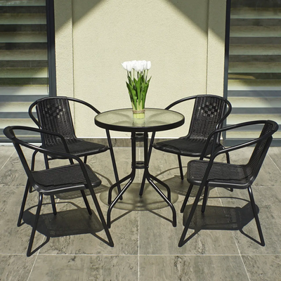 Комплект садових меблів 4Points Bari - 4 круглий стіл чорний 40071 фото