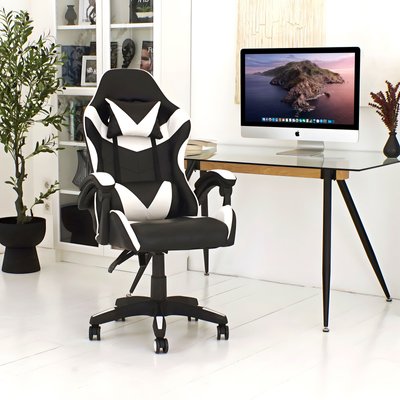 Геймерське крісло KONTRAST  з функцією масажу біле 40068 фото