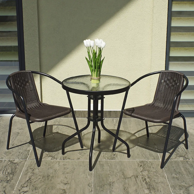 Комплект садових меблів 4 Points Bari - 2 круглий стіл коричневий 40072 фото