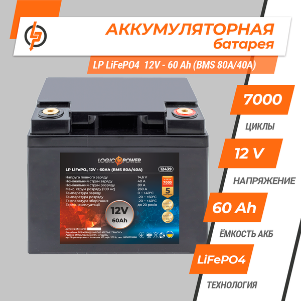 Аккумулятор литиевый LP LiFePO4 12V - 60 Ah (768Wh) 12439 фото