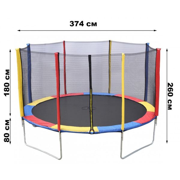 Батут дитячий з сіткою та драбинкою 374 см Atleto multikolor 21000140 фото