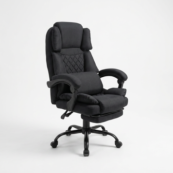 Кресло компьютерное DEXON ELITE из ткани, с поясничной подушкой, с подставкой для ног, Черный 40258 фото