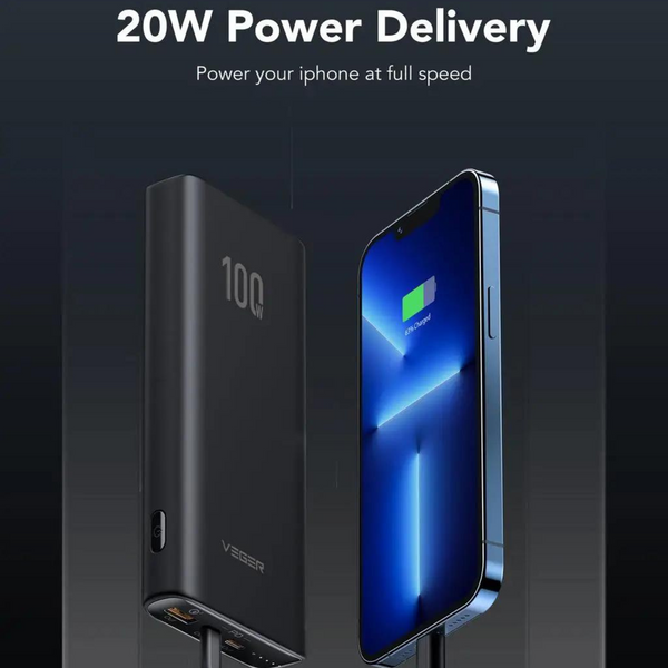 Power Bank Veger LCD Quick Charge T100 PD100W 20000mAh 27088 фото