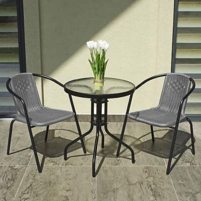 Комплект садових меблів 4Points Bari - 2 круглий стіл сірий 40075 фото
