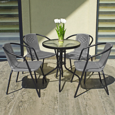 Комплект садових меблів 4Points Bari - 4 круглий стіл сірий 40077 фото