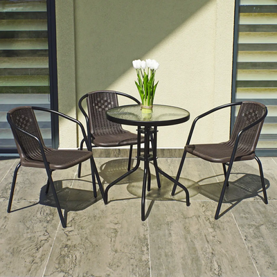 Комплект садових меблів 4 Points Bari - 3 круглий стіл коричневий 40073 фото