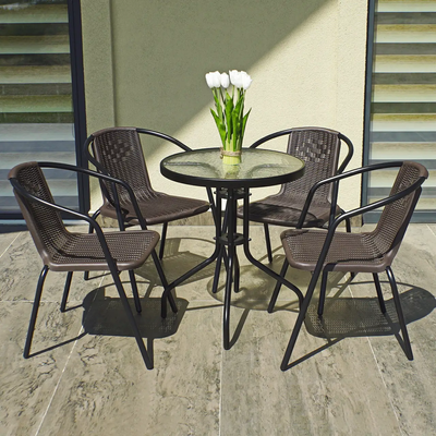 Комплект садових меблів 4 Points Bari - 4 круглий стіл коричневий 40074 фото