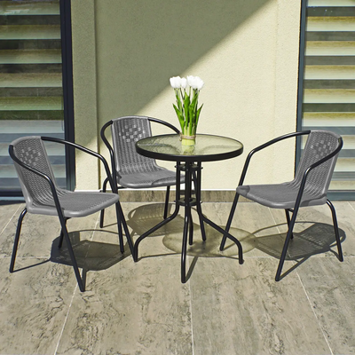 Комплект садових меблів 4Points Bari - 3 круглий стіл сірий 40076 фото