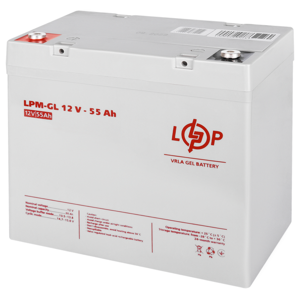 Акумулятор гелевий LPM 12V 55 Ah Logic Power 15266 фото