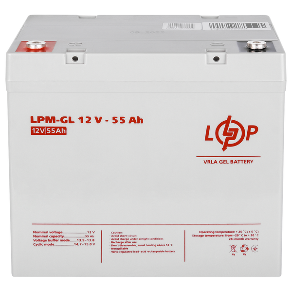 Акумулятор гелевий LPM 12V 55 Ah Logic Power 15266 фото