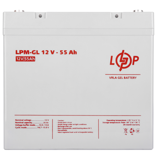 Акумулятор гелевий LPM 12V 55 Ah Logic Power 15266 фото