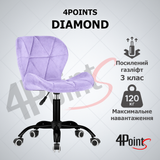 Комплект 2шт. Крісло комп'ютерне 4Points Diamond велюрове, чорна металева основа, Світло-Рожевий 41246 фото