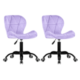 Комплект 2шт. Крісло комп'ютерне 4Points Diamond велюрове, чорна металева основа, Світло-Рожевий 41246 фото