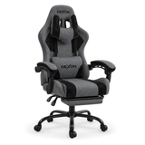 Геймерське крісло DEXON VECTOR NEW з підставкою для ніг, металева хрестовина, тканина льон+велюр, Темно-сірий 40397 фото
