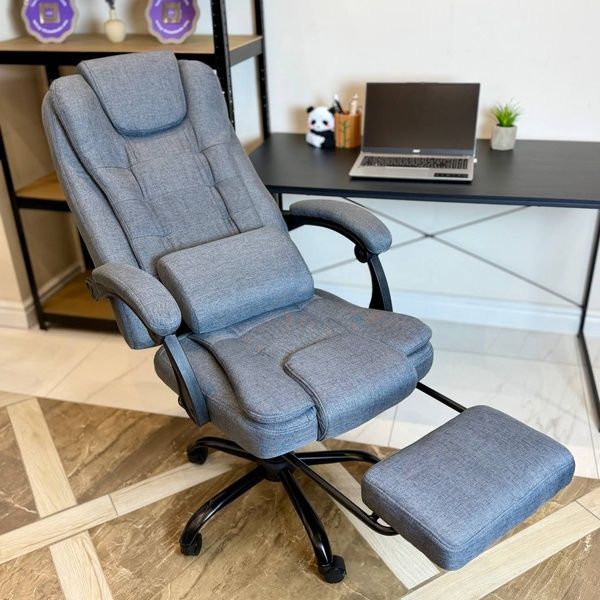 Кресло компьютерное DEXON AXIS из ткани, с поясничной подушкой, с подставкой для ног, Cерый 40250 фото