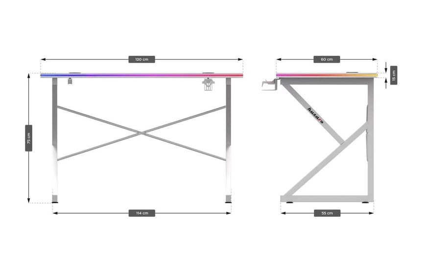 Геймерский компьютерный стол HUZARO HERO 1.7 RGB White HERO 1.7 RGB White фото