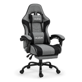 Геймерське крісло DEXON TITAN NEW з підставкою для ніг, з льняної тканини, чорна металева основа, Сірий 40395 фото