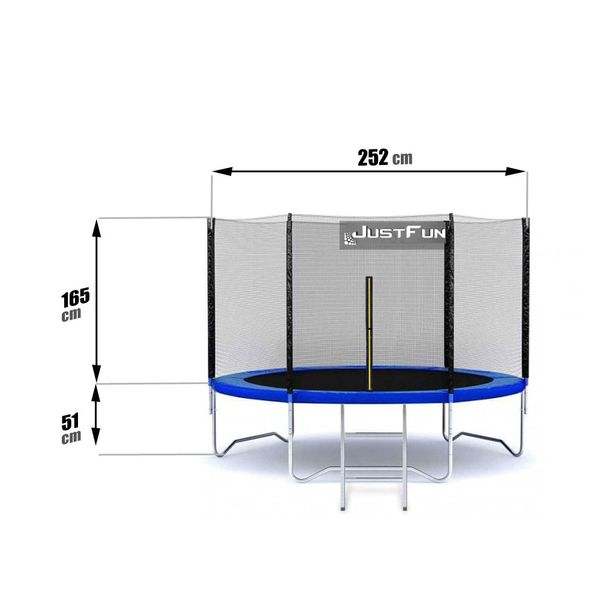 Батут Just Fun 252см Blue зовнішня сіткa + драбинка 81023 фото