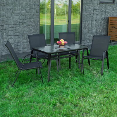 Комплект садовой мебели 4Points Udine - 4 с прямоугольным столом чёрный  40105 фото