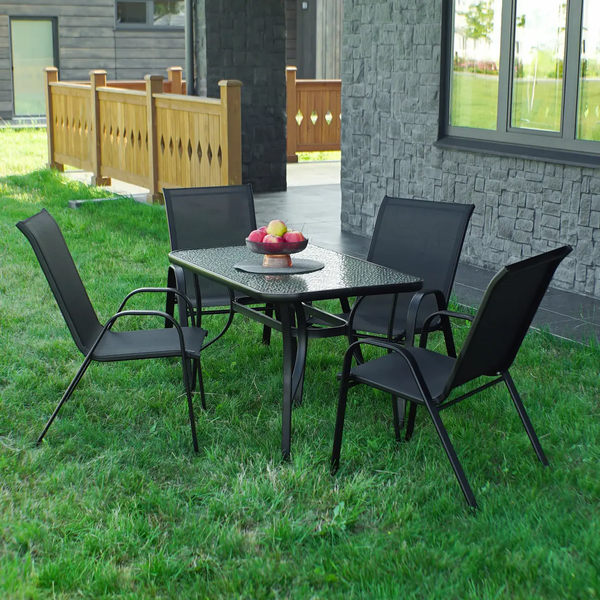 Комплект садових меблів 4Points Udine - 4 з прямокутним столом чорний 40105 фото