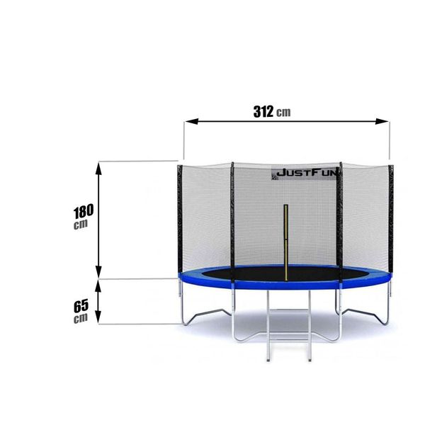 Батут Just Fun 312 см Blue зовнішня сіткa + драбинка 81029 фото