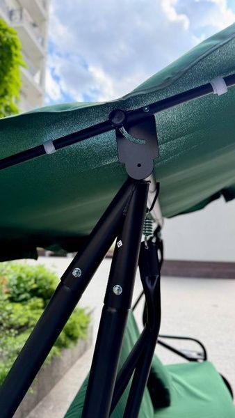Садова гойдалка 230см до 350кг 4P Garden Comfort чотиримісна, розкладна, з подушками та підстаканниками, Зелена 40302 фото
