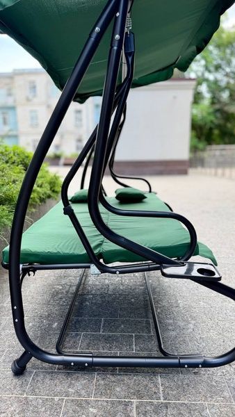 Садова гойдалка 230см до 350кг 4P Garden Comfort чотиримісна, розкладна, з подушками та підстаканниками, Зелена 40302 фото