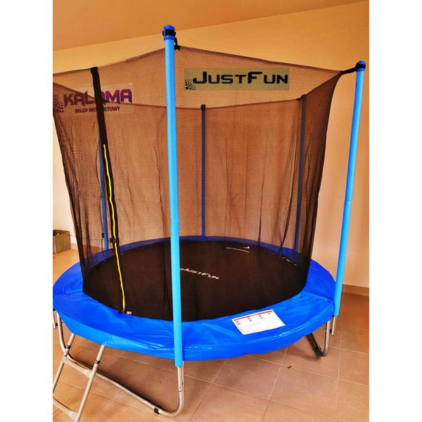 Батут Just Fun 244см Blue внутренняя сетка + лесенка 81021 фото