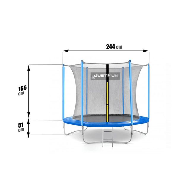 Батут Just Fun 244см Blue внутренняя сетка + лесенка 81021 фото