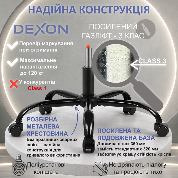 Геймерське крісло DEXON EVI з підставкою для ніг, екошкіра, металева хрестовина, Чорний 40359 фото