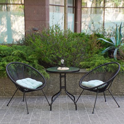 Комплект садових меблів 4Points ARTE круглий стіл Чорний 40140 фото