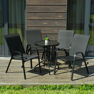 Комплект садових меблів 4Points Udine - 4 з круглим столом чорний 40089 фото