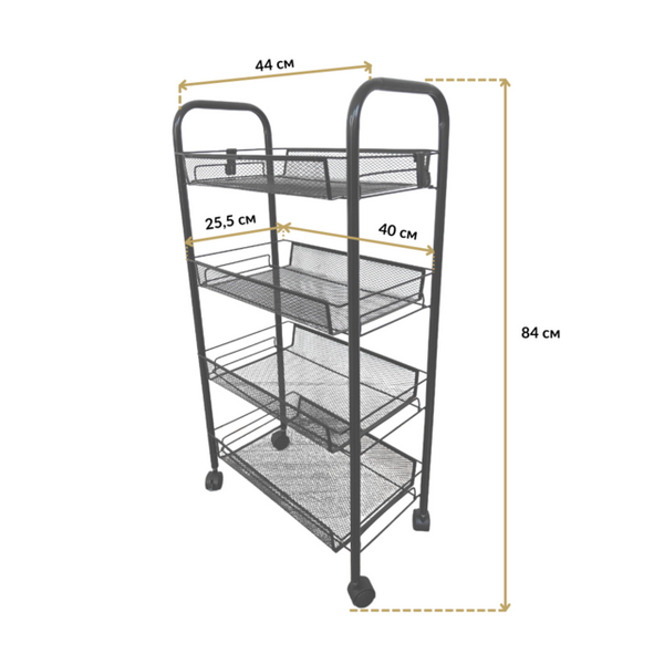 Стеллаж этажерка с полками на колесах Bonro B-074 черный 42400119 фото