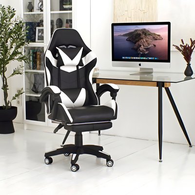 Геймерське крісло 4Points GT з підставкою для ніг біле 40039 фото