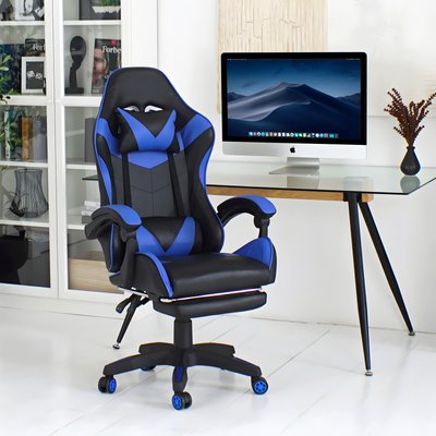 Геймерське крісло 4Points GT з підставкою для ніг синє 40040 фото
