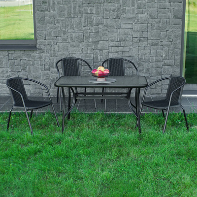 Комплект садових меблів 4Points Siena - 4 з прямокутним столом чорний 40099 фото