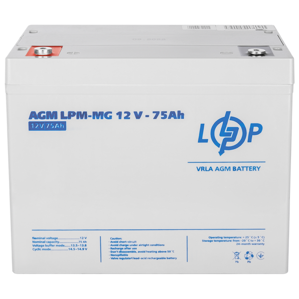 Аккумулятор гелевый AGM 12V - 75 Ah Logic Power 13634 фото