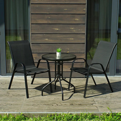 Комплект садовой мебели 4Points Udine - 2 с круглым столом чёрный 40087 фото