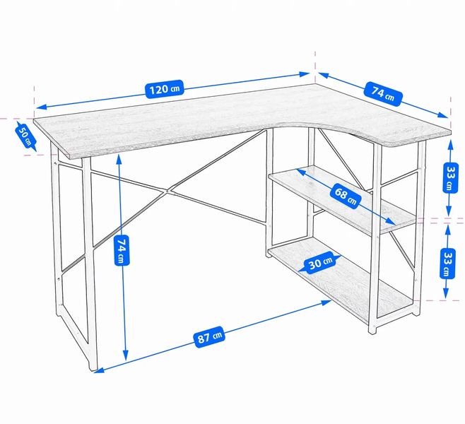 Стол компьютерный Jumi Comfy для компьютера для офиса письменный стол с полками для работы дома Коричневый CM-305380 фото