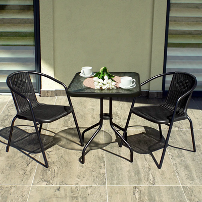 Комплект садових меблів 4Points Monza - 2 з квадратним столом чорний 40078 фото