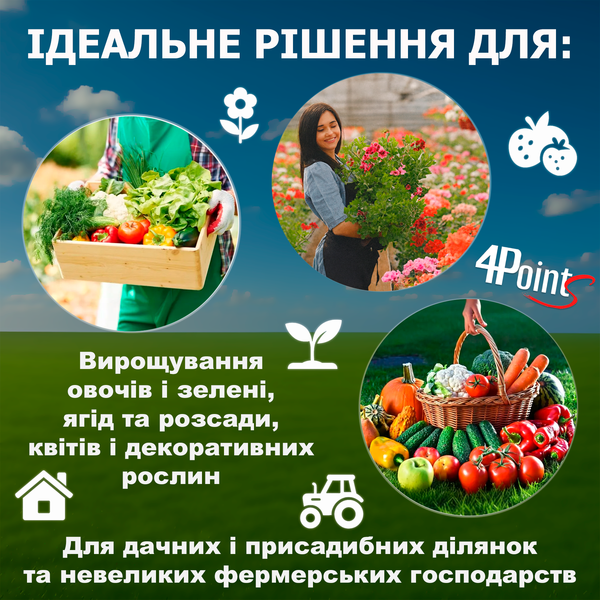 ПОСИЛЕНА ТЕПЛИЦЯ САДОВА 4Points 10м2 2,5х4м парник для городу дому дачі з вікнами, Зелений 41165 фото