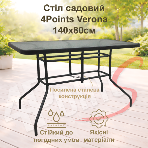 Комплект садових меблів 140х80см 4Points Toscana-8 з прямокутним столом і 8 стільців Темно-сірий 40570 фото